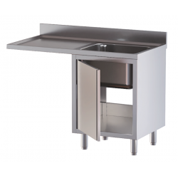 lavello acciaio inox armadiato vano lavastoviglie 1 vasca gocciolatoio e spazio sx porta a libro 120X60X85