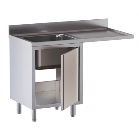 lavello acciaio inox armadiato vano lavastoviglie 1 vasca gocciolatoio e spazio dx porta a libro misure cm. 120x70x85