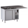 lavello acciaio inox armadiato vano lavastoviglie 2 vasche gocciolatoio e spazio dx misure cm. 160X70X85