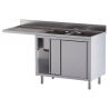 lavello acciaio inox armadiato vano lavastoviglie 2 vasche gocciolatoio e spazio sx 160X60X85