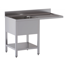 lavello acciaio inox aperto con sottopiano vano lavastoviglie 1 vasca gocciolatoio e spazio dx misure cm. 120x70x85