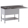 lavello acciaio inox aperto con sottopiano vano lavastoviglie 2 vasche gocciolatoio e spazio dx misure cm. 200X70X85