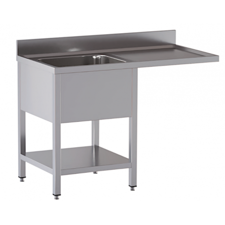 lavello acciaio inox aperto con sottopiano vano lavastoviglie 1 vasca gocciolatoio e spazio dx 120X60X85