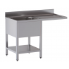 lavello acciaio inox aperto con sottopiano vano lavastoviglie 1 vasca gocciolatoio e spazio dx 140X60X85