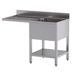 lavello acciaio inox aperto con sottopiano vano lavastoviglie 1 vasca gocciolatoio e spazio sx 120X60X85