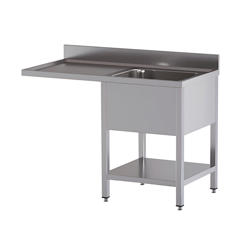 lavello acciaio inox aperto con sottopiano vano lavastoviglie 1 vasca gocciolatoio e spazio sx 140X60X85