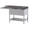 lavello acciaio inox aperto con sottopiano vano lavastoviglie 2 vasche gocciolatoio e spazio sx 180X60X85