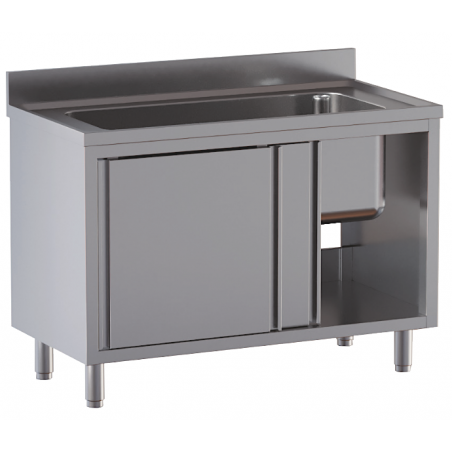 lavello acciaio inox armadiato vasca grande misure cm. 200X60X85