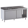 lavello acciaio inox armadiato 2 vasche gocciolatoio dx misure cm. 140x70x85