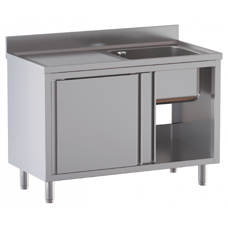 lavello acciaio inox armadiato 1 vasca gocciolatoio sx misure cm. 160X60X85
