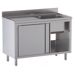 lavello acciaio inox armadiato 1 vasca gocciolatoio sx misure cm. 100x60x85