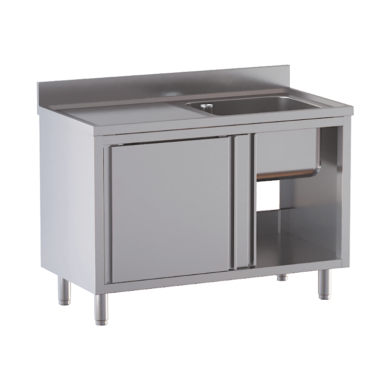 lavello acciaio inox armadiato 1 vasca gocciolatoio sx misure cm. 120x60x85