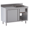 lavello acciaio inox armadiato 1 vasca gocciolatoio sx misure cm. 130x60x85
