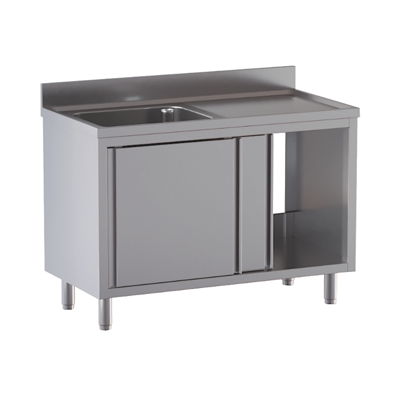 lavello acciaio inox armadiato 1 vasca gocciolatoio dx misure cm. 100x60x85