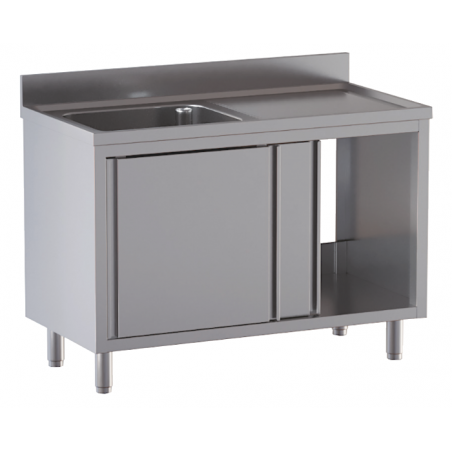 lavello acciaio inox armadiato 1 vasca gocciolatoio dx misure cm. 120x60x85