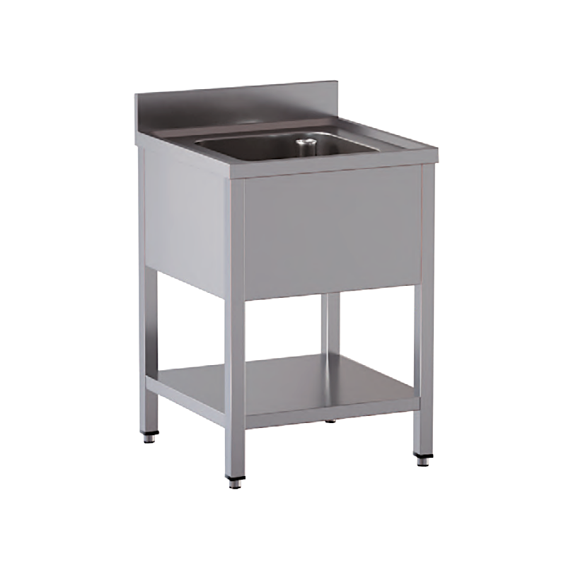 lavello acciaio inox aperto con sottopiano 1 vasca misure cm. 70x60x85