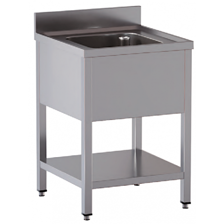 lavello acciaio inox aperto con sottopiano 1 vasca misure cm. 60x70x85