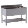 lavello acciaio inox aperto con sottopiano vasca grande misure cm. 100x70x85