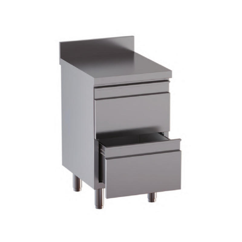 cassettiera con 2 cassetti e alzatina misure cm. 50X60X85