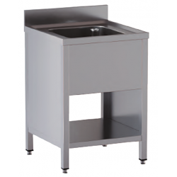 lavello acciaio inox aperto su fianchi e sottopiano 1 vasca misure cm. 80x60x85