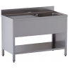 lavello acciaio inox aperto su fianchi e sottopiano 1 vasca gocciolatoio sx misure cm. 100x60x85