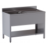 lavello acciaio inox aperto su fianchi e sottopiano 1 vasca gocciolatoio sx misure cm. 160X60X85