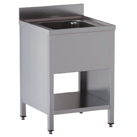 lavello acciaio inox aperto su fianchi e sottopiano 1 vasca misure cm. 70x60x85