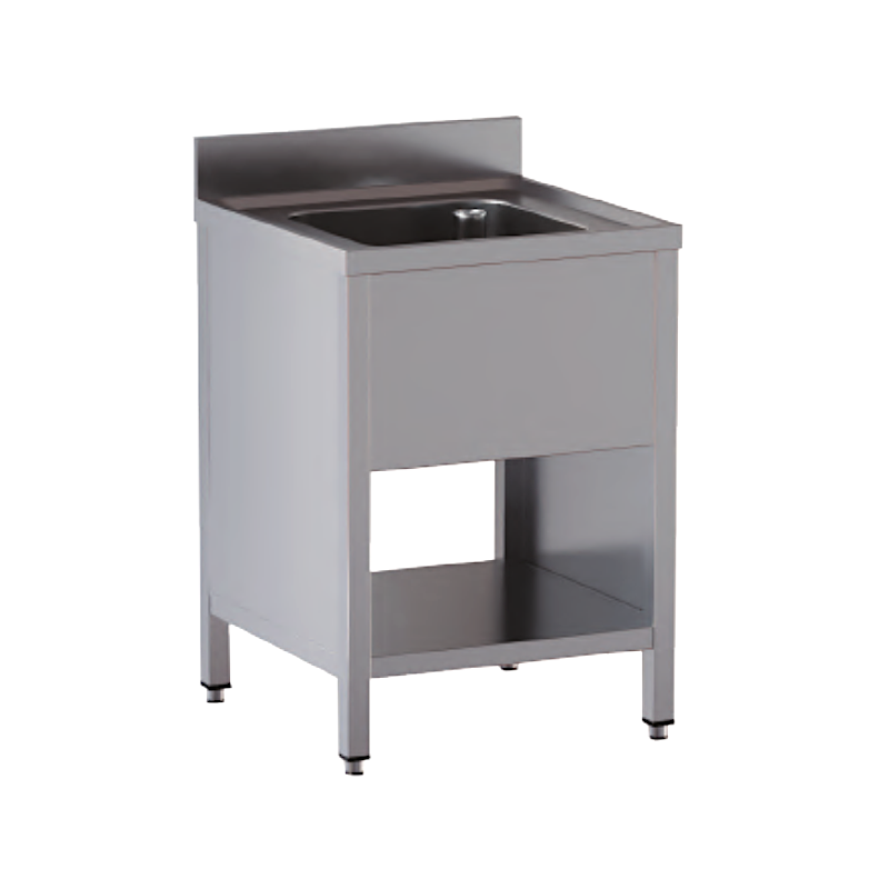 lavello acciaio inox aperto su fianchi e sottopiano 1 vasca misure cm. 50x70x85