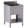 lavello acciaio inox aperto su fianchi e sottopiano 1 vasca misure cm. 60x60x85