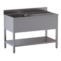 lavello acciaio inox aperto con sottopiano 1 vasca gocciolatoio dx misure cm. 100x60x85