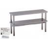 ripiano mensola in acciaio inox di appoggio doppio ripiano con riscaldamento per tavoli gambe quadre 40x40 mm h 70 160X35X70
