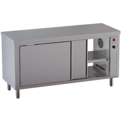 tavolo acciaio inox armadiato caldo passante con porte scorrevoli su due lati 2500w 90° 110 X 60 X 85