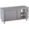 tavolo acciaio inox armadiato caldo passante con porte scorrevoli su due lati 2500w 90° 150 X 70 X 85