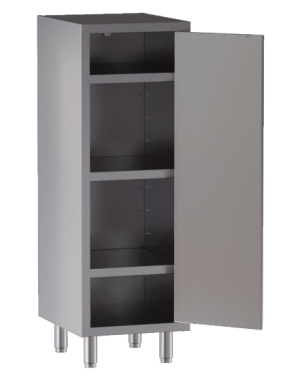 armadio acciaio inox 1 porta battente 3 ripiani h cm. 180 misure cm. 60X50X180