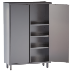 armadio acciaio inox 2 porte battenti 3 ripiani h cm. 150 misure cm. 100X60X150