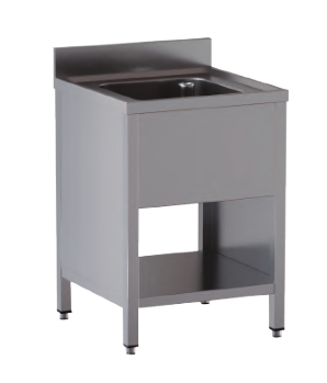 lavello acciaio inox aperto su fianchi e sottopiano 1 vasca misure cm. 80x70x85