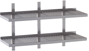 mensola acciaio inox doppia forata tre cremagliere misure cm. 140X30X4