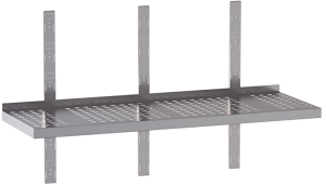 mensola acciaio inox singola forata tre cremagliere misure cm. 140X30X4