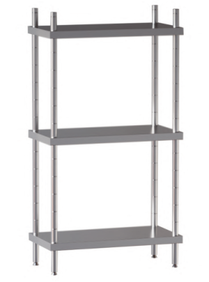 scaffale acciaio inox ripiani lisci h cm 150 3 piani gambe tonde ø 35 mm misure cm. 180X50X150