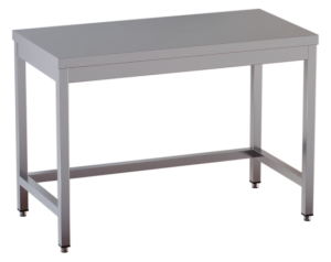 tavolo acciaio inox aperto con cornice inferiore misure cm. 120x60x85