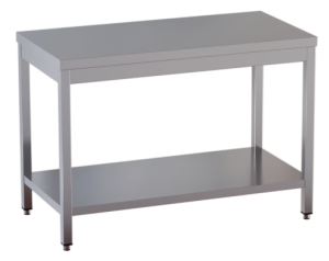 tavolo acciaio inox aperto con sottopiano misure cm. 90x70x85