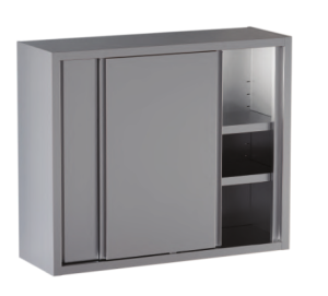 pensile acciaio inox porte scorrevoli 2 ripiani h 100 misure cm. 140X40X100
