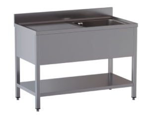 lavello acciaio inox aperto con sottopiano 1 vasca gocciolatoio sx misure cm. 110x60x85
