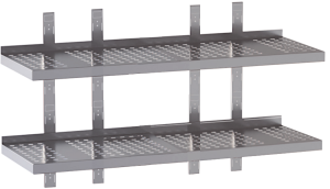 mensola acciaio inox doppia forata quattro cremagliere misure cm. 200X40X4