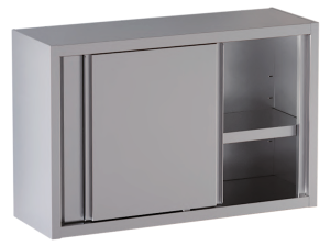 pensile acciaio inox porte scorrevoli 1 ripiano h 80 misure cm. 130X40X80
