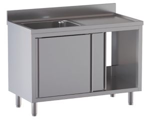 lavello acciaio inox armadiato 1 vasca gocciolatoio dx misure cm. 100x70x85