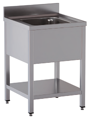 lavello acciaio inox aperto con sottopiano 1 vasca misure cm. 70x70x85