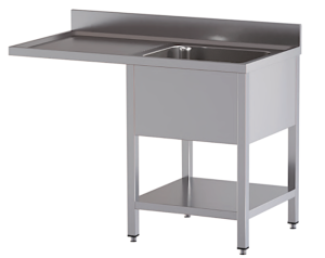 lavello acciaio inox aperto con sottopiano vano lavastoviglie 1 vasca gocciolatoio e spazio sx 120X60X85