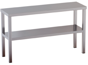 ripiano mensola in acciaio inox di appoggio doppio per tavoli gambe quadre 40x40 mm ripiano doppio h 70 100X35X70