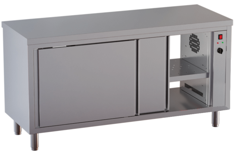 tavolo armadiato caldo passante con porte scorrevoli su due lati 2500w 90° 150 X 60 X 85